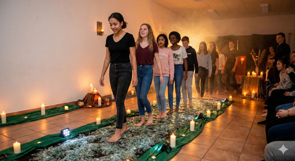 caminata sobre vídrio caminata sobre vídrio